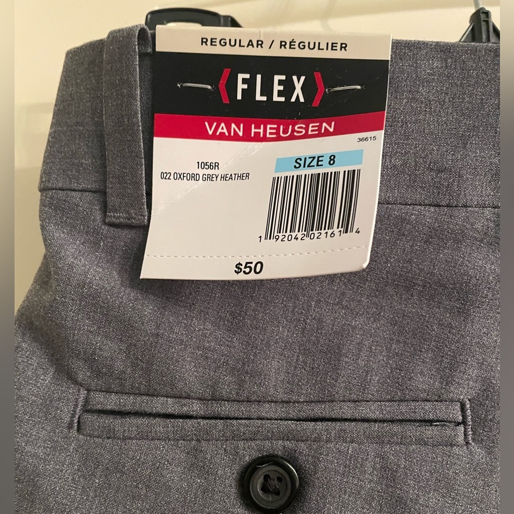 Van Heusen Boys Flex Stretch Flat Front Size 8 Oxford Gray Dress Pants